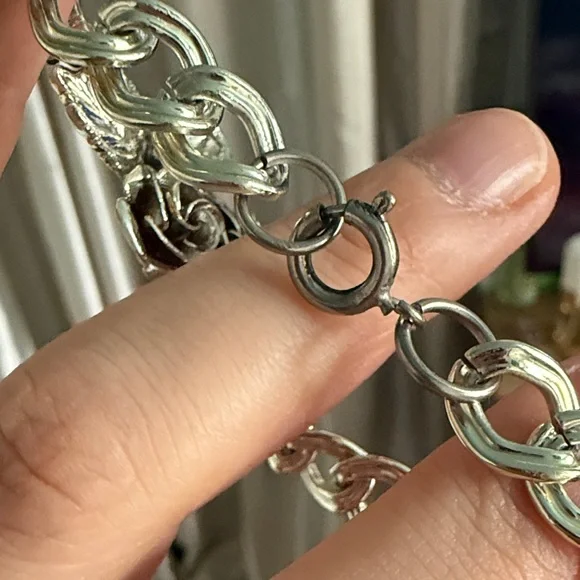 Vintage Silver Tone Rose Bracelet - Picture 6 of 6